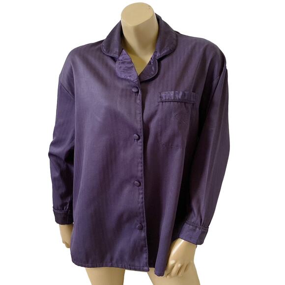 VICTORIAS SECRET Womens Size Small Vintage Purple Button Front PJ Sleep Shirt - Picture 1 of 10